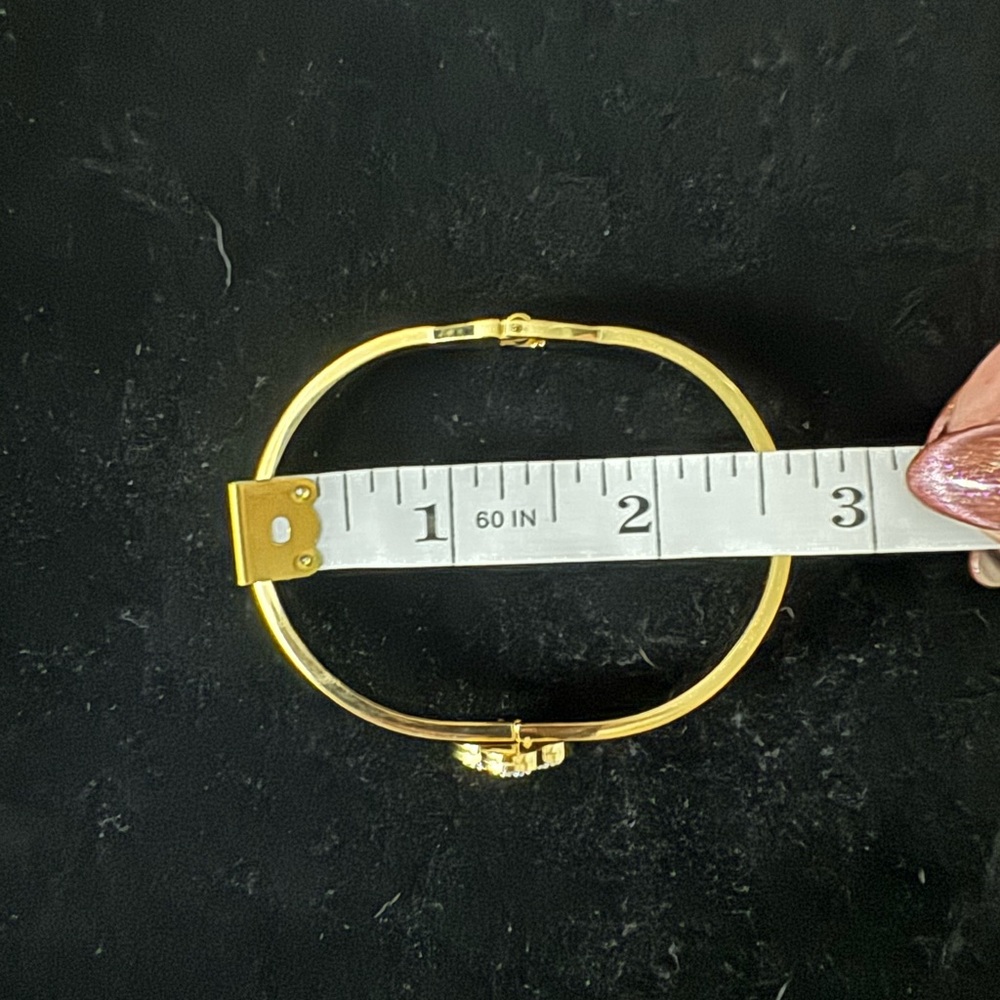 Gold and Black Clover Pavé Bangle Bracelet - Picture 3 of 5
